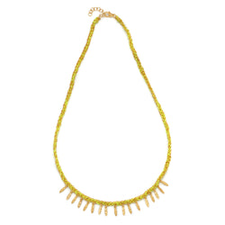 Gold & Neon Yellow Silk Feather Necklace