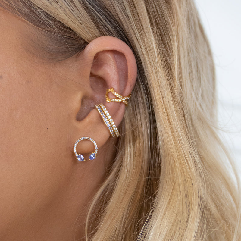 Rose Gold & Grey Diamonds Eclipse Ear Cuff