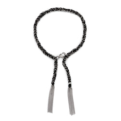 Silver & Black Tassel Bracelet
