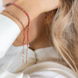 Rose Gold & Emerald Green Tassel Bracelet