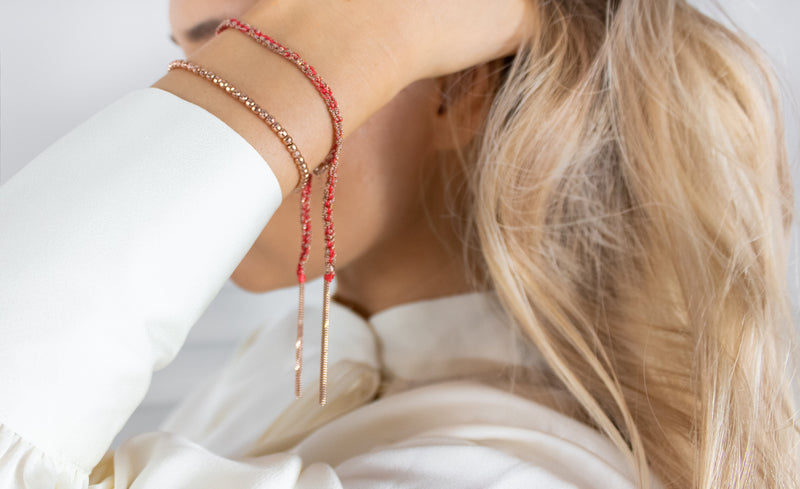 Gold & Pink Tassel Bracelet