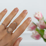 Gold & White Diamonds Oriental Long Ring