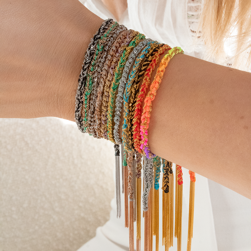 Gold & Rainbow Tassel Bracelet