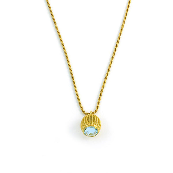 Medium Gold & Blue Topaz Pendant