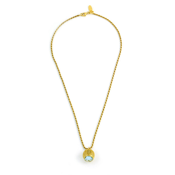 Medium Gold & Blue Topaz Pendant