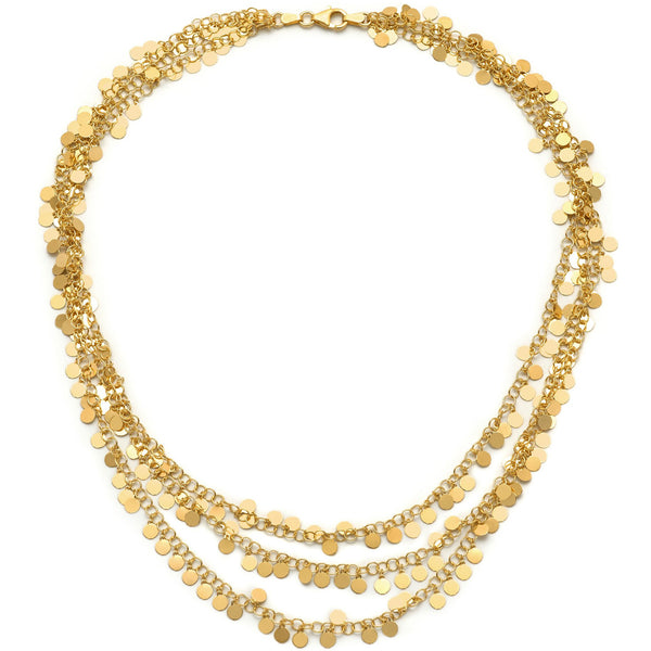 Bellini layered three strand 18kt gold plated necklaces