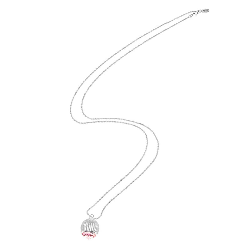 Silver & Rose Quartz Cage Pendant