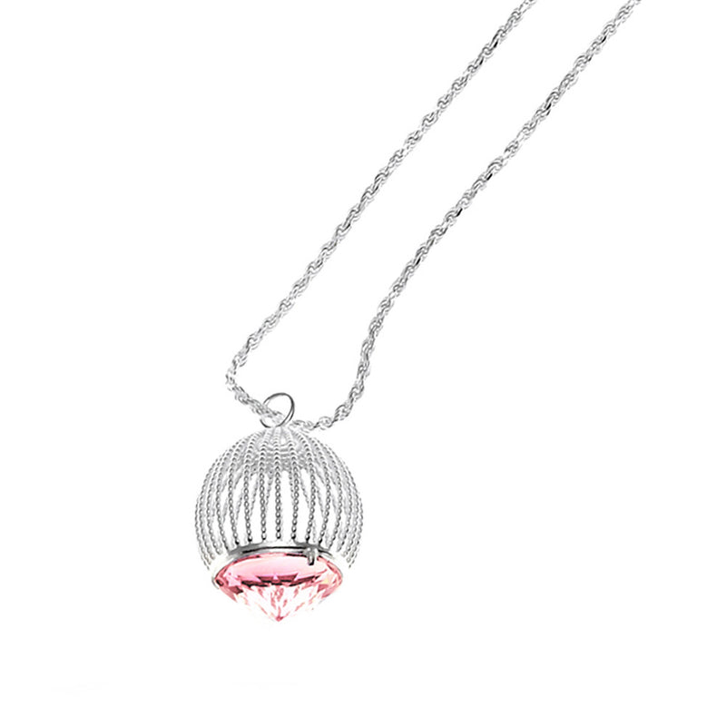 Silver & Rose Quartz Cage Pendant