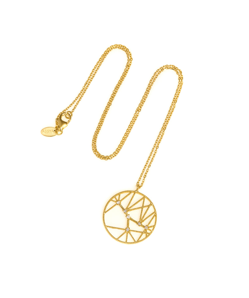 Cancer Zodiac Sign Disk Necklace