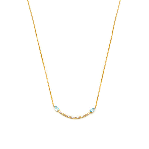 Gold with Blue Topaz & Zircon Eclipse Necklace