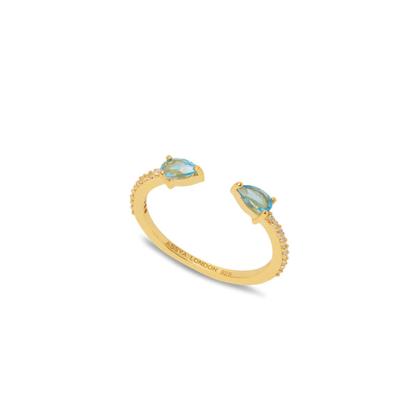 Gold with Blue Topaz & Zircon Eclipse Ring