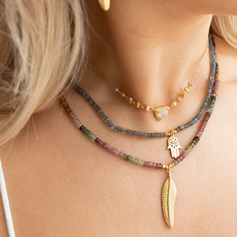 Tourmaline Feather Necklace