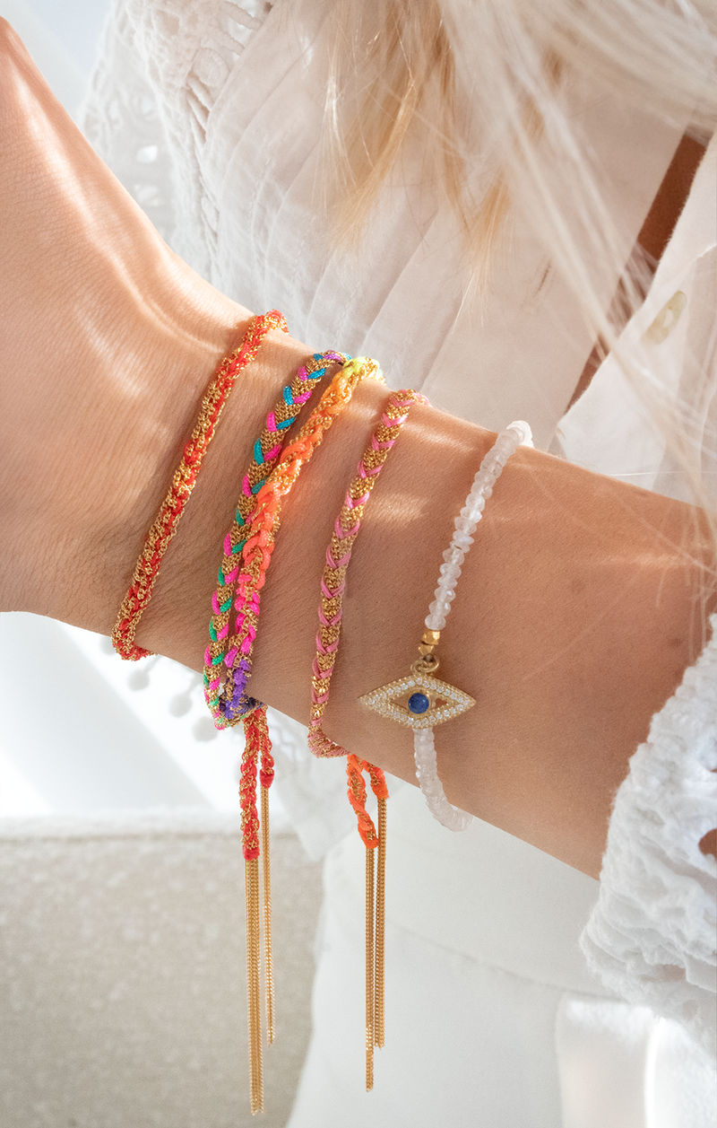 Gold & Rainbow Tassel Bracelet