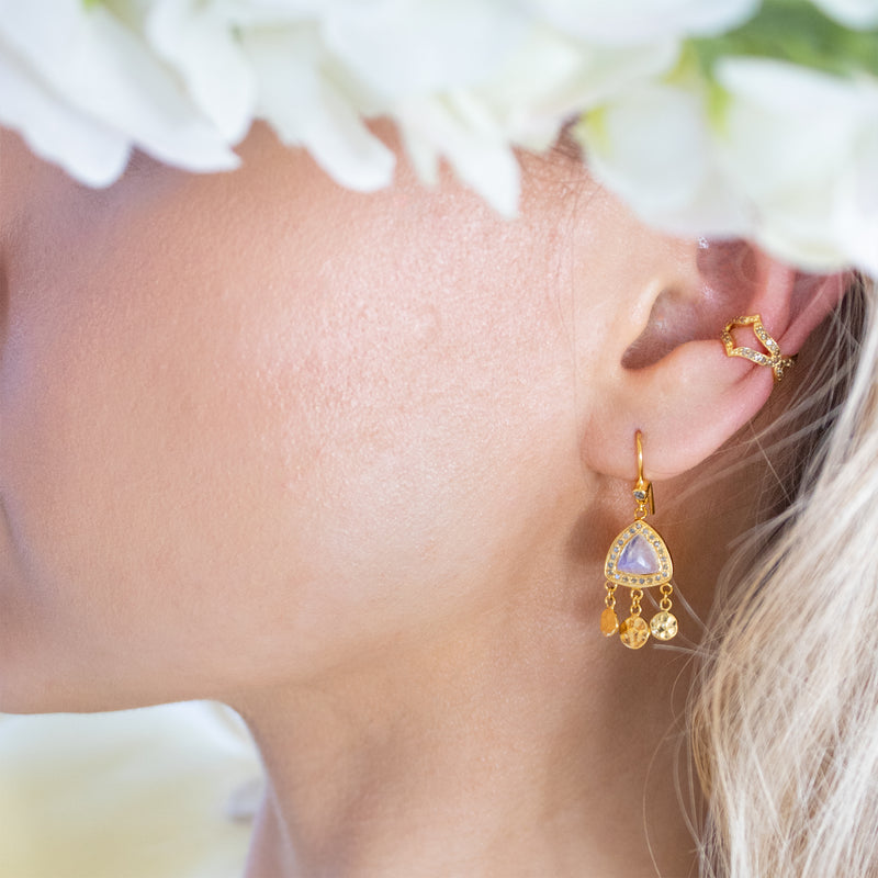 Grey Diamonds & Moonstone Jaipur Earrings