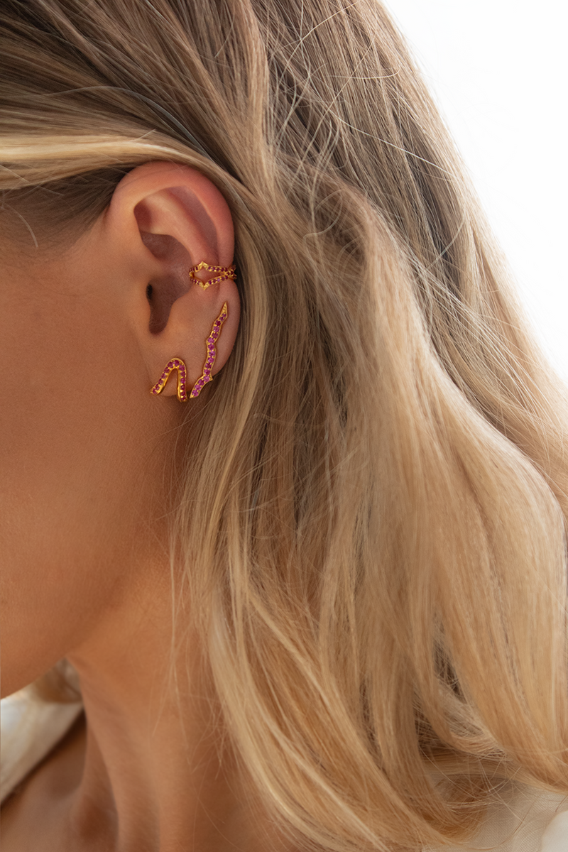 Gold & Rubies Oriental Ear Sliders