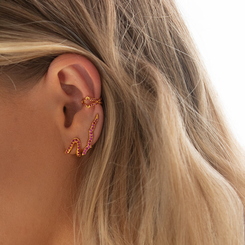 Gold & Rubies Oriental Stud Earrings