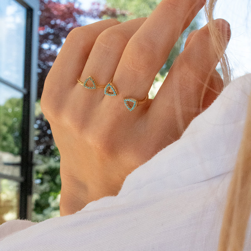 Gold & Turquoise Elements Triangle Ring