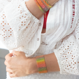 Silver Rainbow Silk Wrap Bracelet
