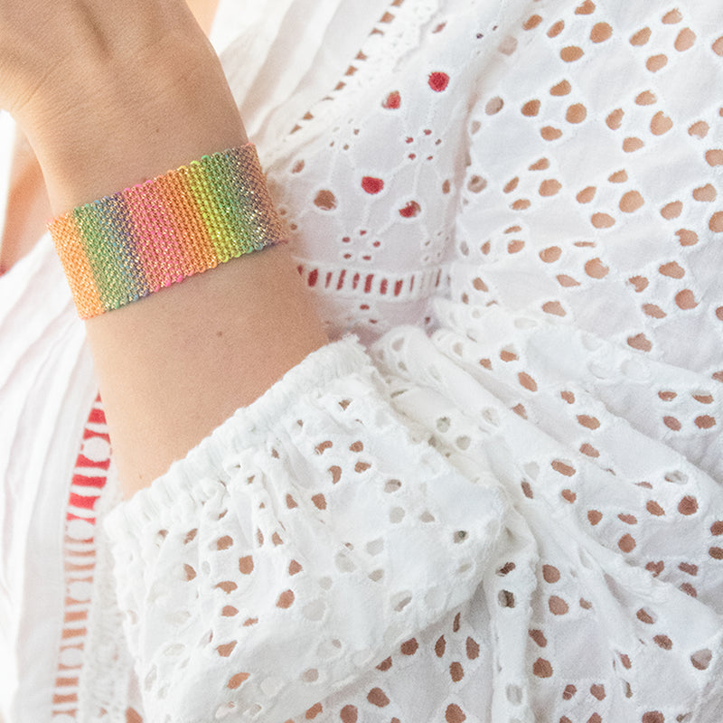 Rainbow Silk Weaved Cuff