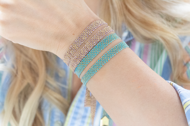 Silver Rainbow Silk Wrap Bracelet