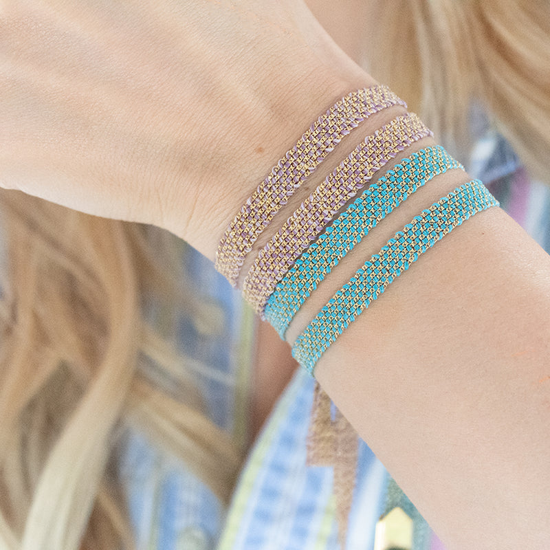 Gold & Turquoise Silk Wrap Bracelet