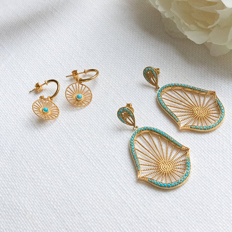 Gold & Turquoise Sunlight Hoops