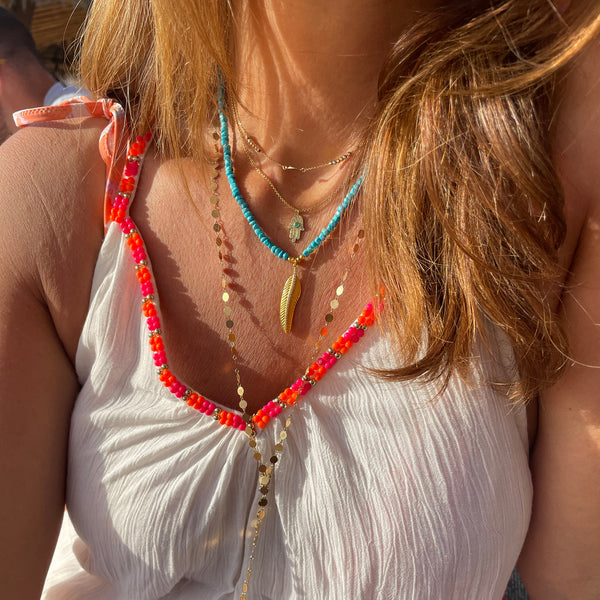 Turquoise Feather Necklace