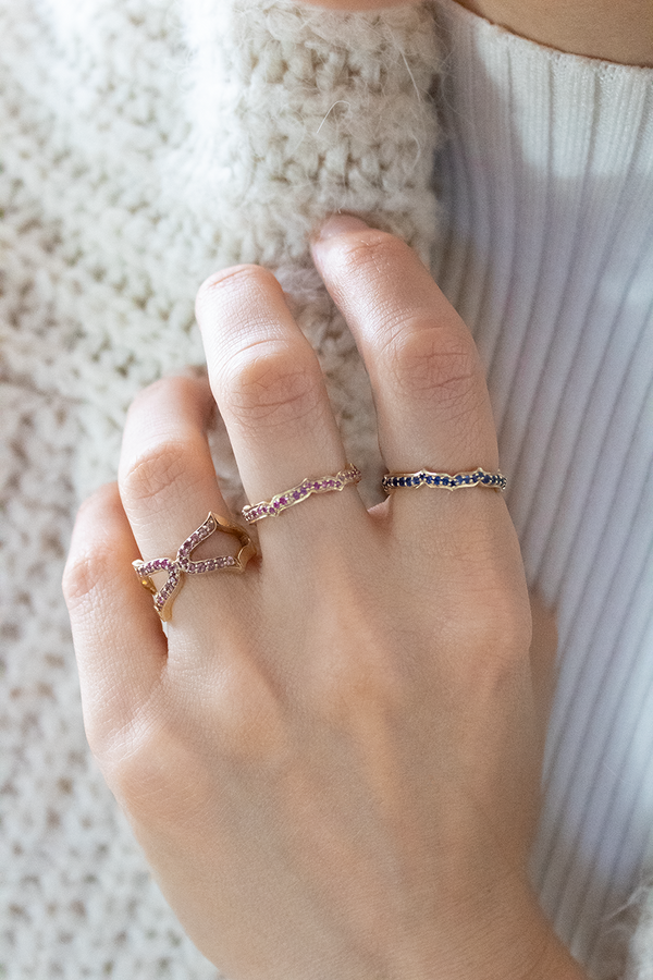 Rose Gold & White Diamonds Oriental Eternity Ring