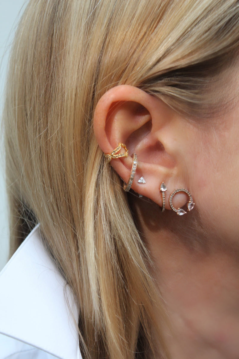 Gold & White Zircon Eclipse Ear Cuff