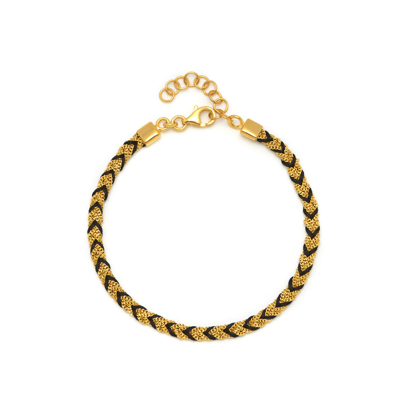 ASSYA Gold and Black Silk Braided Kuna Friendship Bracelet