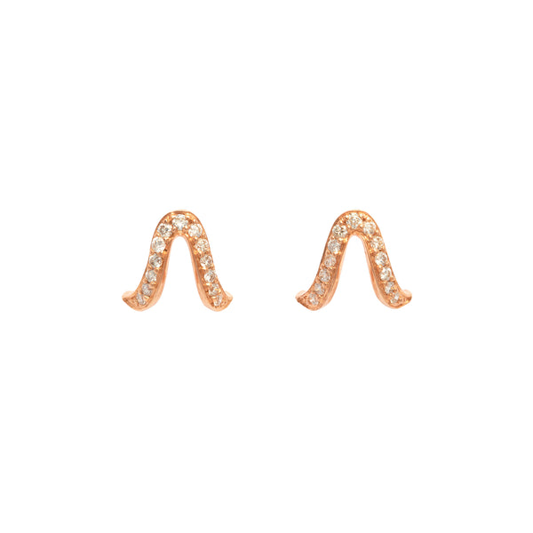 Rose Gold & White Diamonds Oriental Stud Earrings
