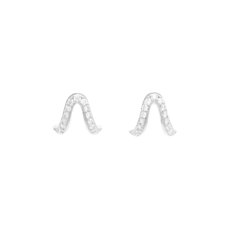 Silver & White Diamonds Oriental Stud Earrings