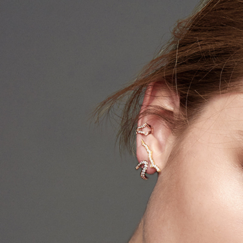 Gold, Rhodium & Ruby Oriental Stud Earrings