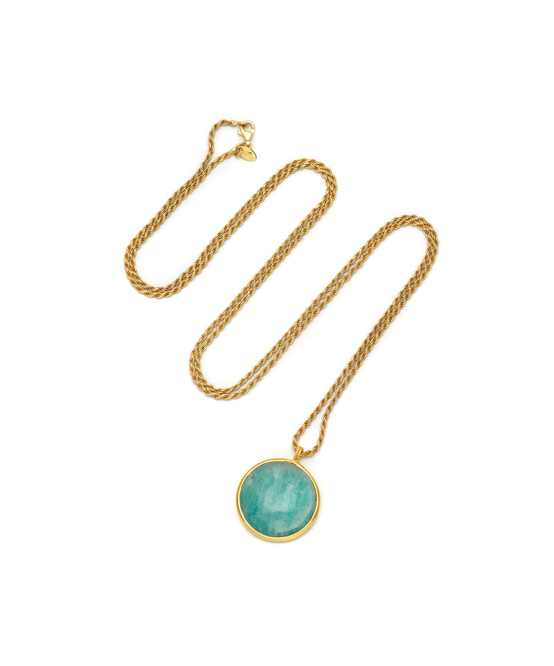 Gold & Amazonite Rocks Pendant Necklace
