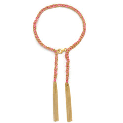 Gold & Pink Tassel Bracelet