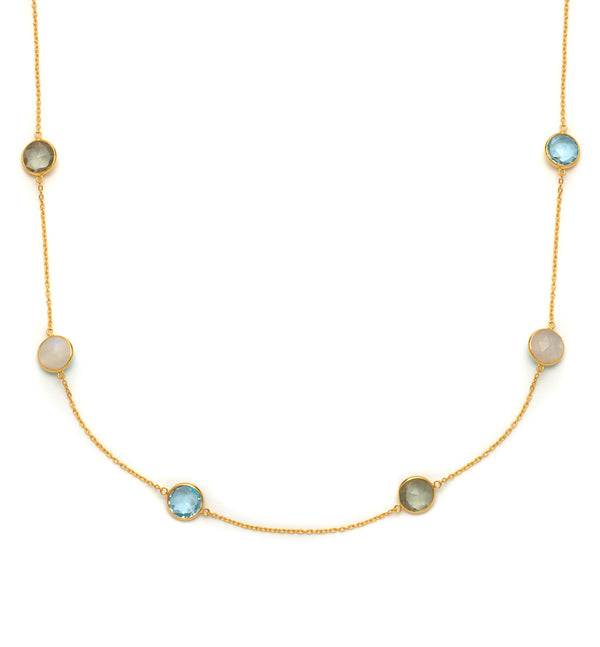 Gold & Multicolour Rocks Long Necklace