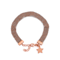 Rose Gold & Grey Weaved Charm Bracelet