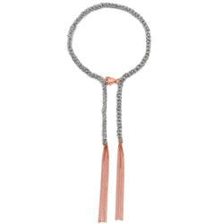 Silver, Rose Gold & Grey Tassel Bracelet