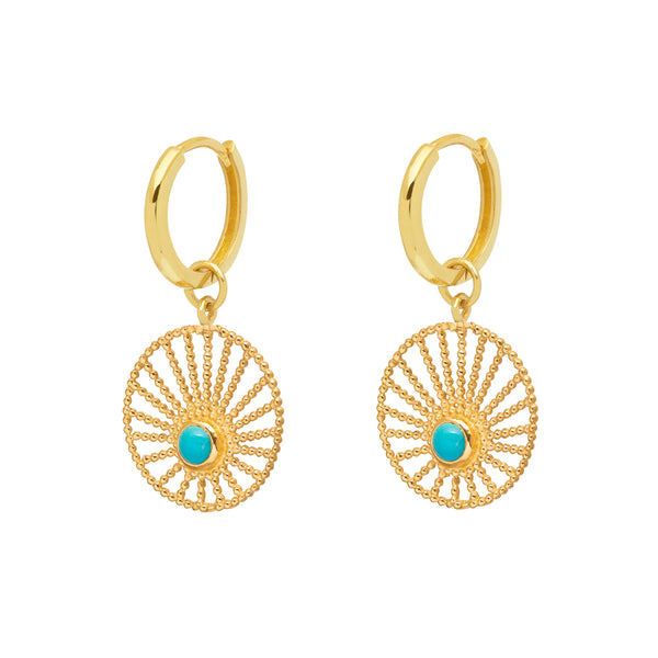 Gold & Turquoise Sunlight Hoops