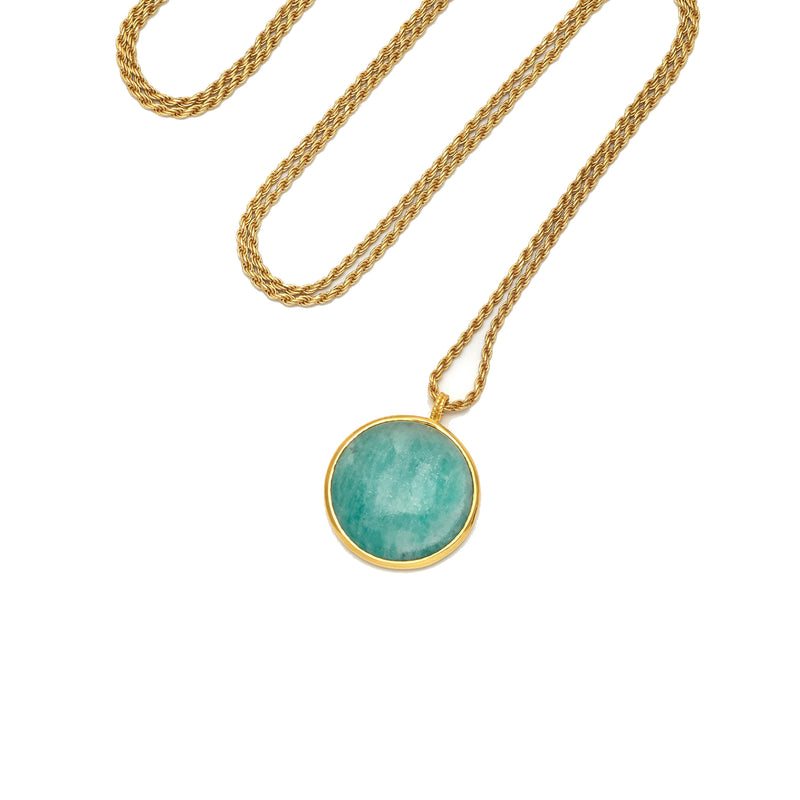 Gold & Amazonite Rocks Pendant Necklace