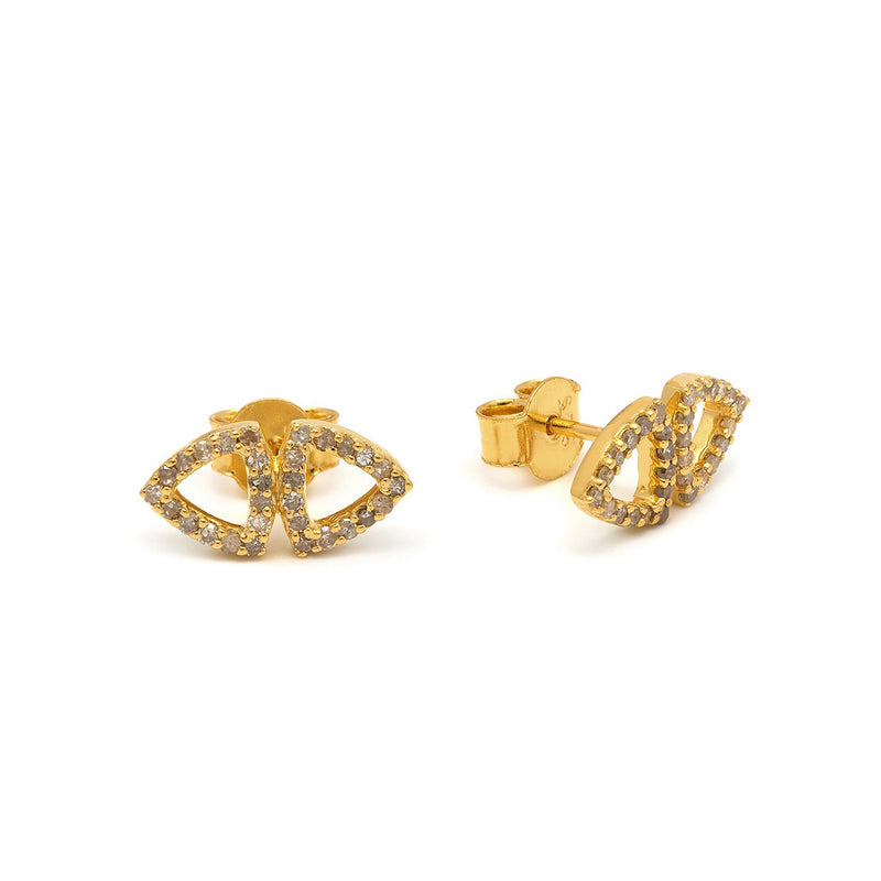 Gold & Grey Diamonds Mia Stud Earrings