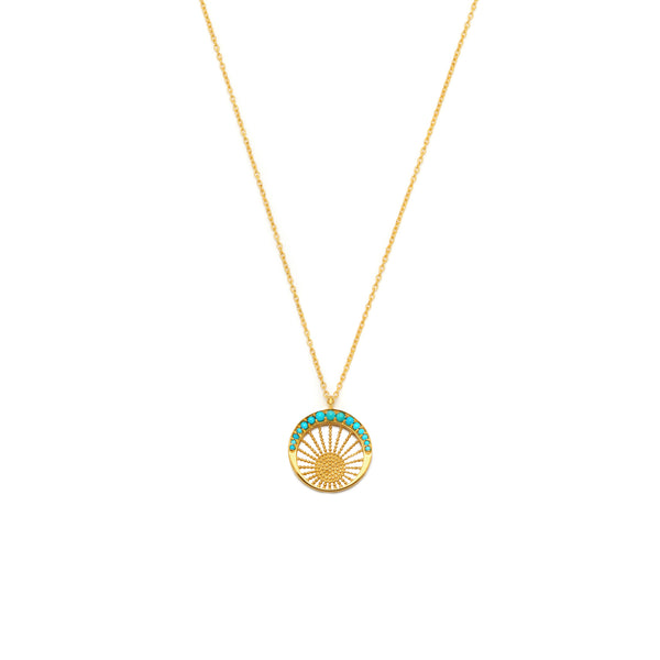 Gold & Turquoise Moonlight Pendant
