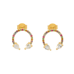 Gold, Rainbow & Moonstone Lucky Earrings