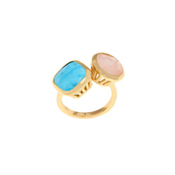 Gold Turquoise & Opal Rocks Ring