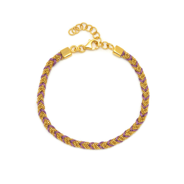 Assya Gold and Purple Silk Braided Kuna Friendship Bracelet