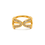 Gold & Grey Diamonds Oriental Cross Ring