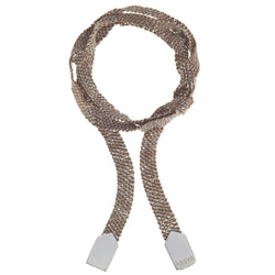 Silver & Brown Silk Wrap Bracelet