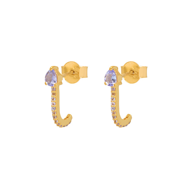 Gold & Tanzanite Huggies