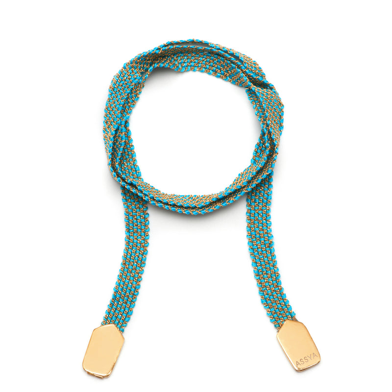 Gold & Turquoise Silk Wrap Bracelet