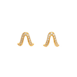 Gold & White Diamonds Oriental Stud Earrings
